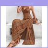 Summer Floral Print Sleeveless Maxi Dress With Zipper For Womens Beachwear