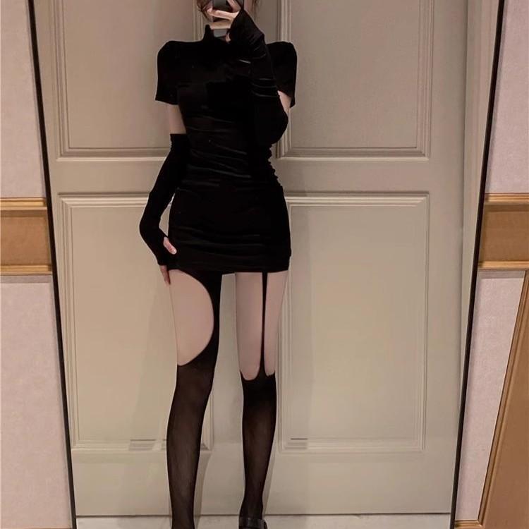 Необычные рваные подтяжки сексуальные ажурные черные чулки летние тонкие чистое желание белые колготки нишевые y2k