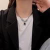 Ожерелье из титановой стали с квадратным хип-хоп подвеской в виде двухслойной ключицы для женщин