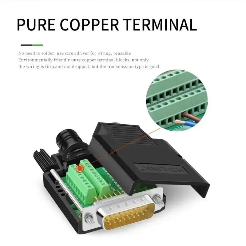 Разъем DB26 без пайки, 26-контактный, 3-рядный, штекер, гнездо, промышленный, DB 26 D-SUB, переходник для клеммной платы