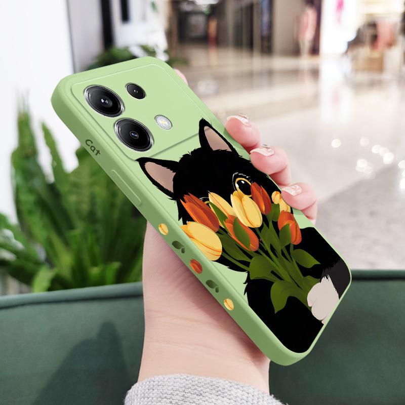Чехол-кейс для телефона с милым котиком-тюльпаном для Xiaomi Poco F8 F7 X7 X6 F6 M6 M5 M5S F5 X5 F4 X4 M4 F3 M3 X3 Pro 4G 5G GT Силиконовый чехол