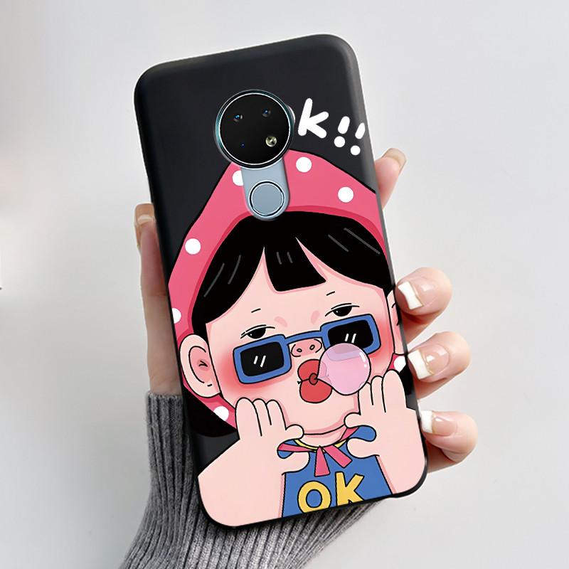 Милый Чехол Для Nokia 6.2 / Nokia 7.2 Fundas Capa Печатный Корпус Защитная Крышка Мягкий Силикон Мультяшный Черный Корпус Coque