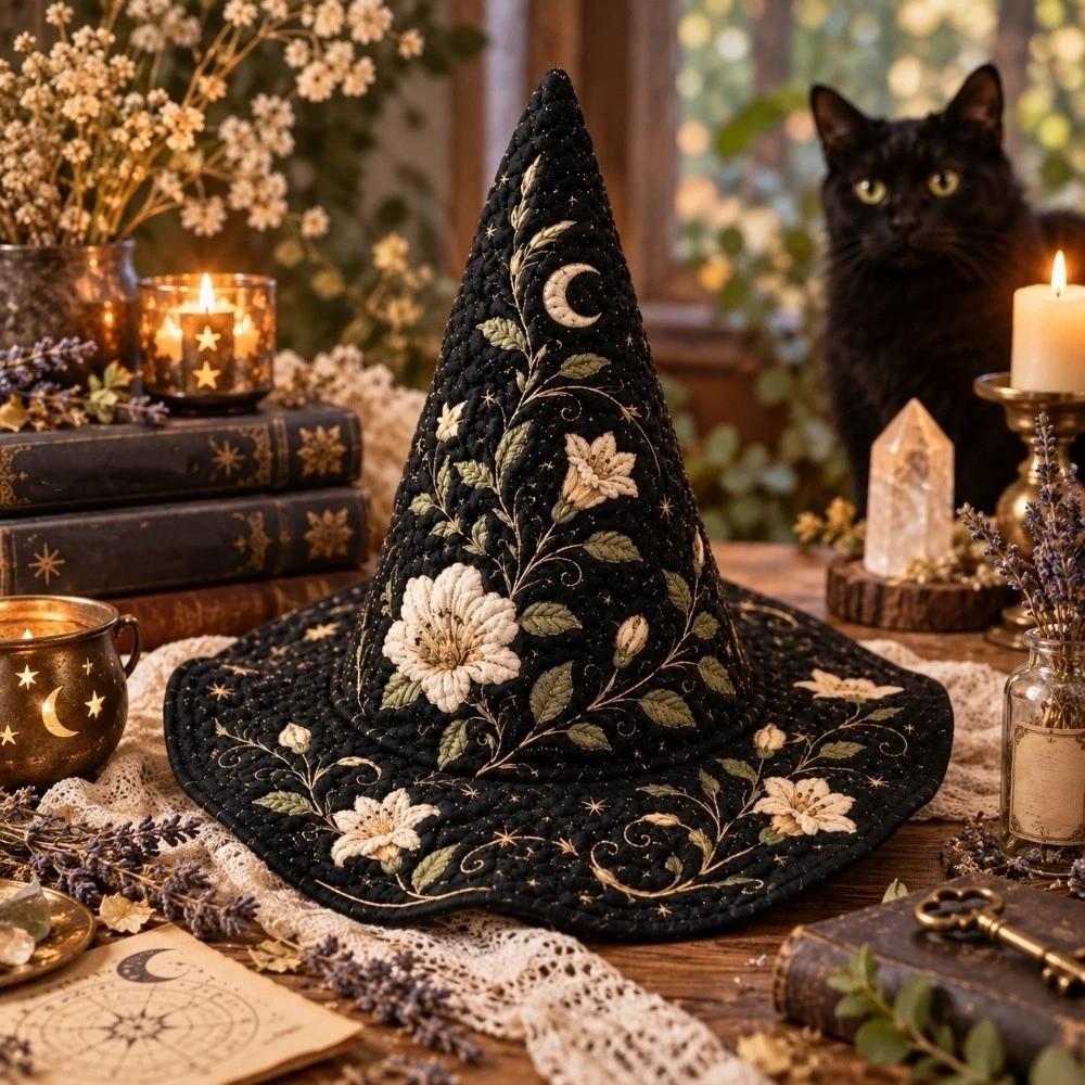 Wide Brim Pointed Wizard Hat Vintage Party Hat Gothic Festival Hat Halloween