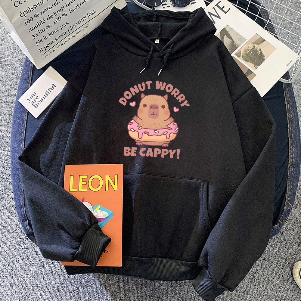 Capybara Don't Worry Be Cappy Hoodies Женская/Мужская Одежда Sudaderas Con Capucha Зимняя Теплая Мультяшная Толстовка Kawaii Для Девочек Толстовка