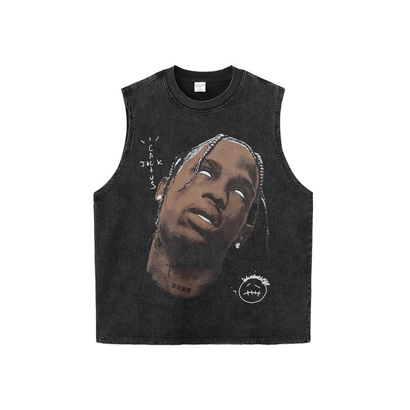 Mens Oversized Retro Hip Hop Long Sleeve T-Shirt Cotton Loose Fit Streetwear Tee