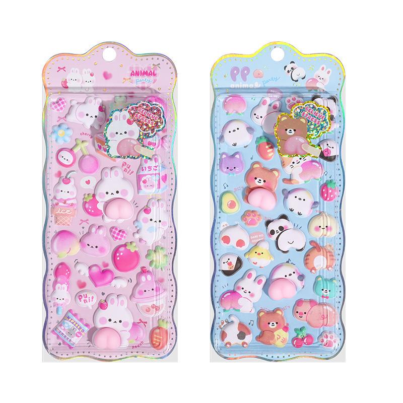 2pcs Butt Sticker Soft Pinched Buttocks Sticker Animal Rabbit Decompression 3d Bubble Sticker Phone Case Decor Stickers