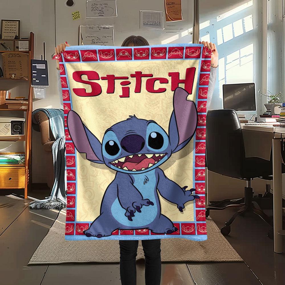Stitch Cartoon printing Flannel Blanket Bedroom Sofa Camping Warm blanket Gifts for family and friends-MJ019
