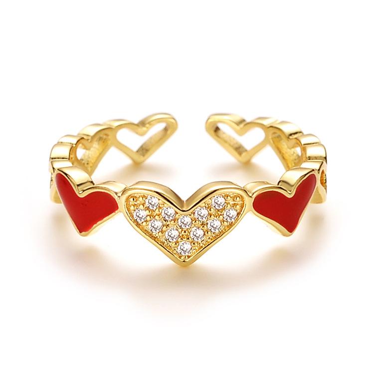 Кольцо Love Ring с высокой цветостойкостью, медное гальваническое покрытие в стиле ретро, женское, в форме сердца, с цирконием, на указательный палец