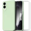 Protective Case - BOOLING - for Samsung Galaxy S25 Edge - Liquid Silicone - Green - 2 Tempered Glasses
