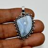 Blue Lace Agate Pendant Natural Gemstone 925 Sterling Silver Handmade Pendant Gift For Her