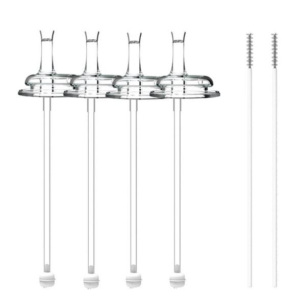 Purea Straw Top 4p + Straw Attached 4p + Straw Brush 2p Set S-D1501 Gromimi Double Heart Compatible, Transparent, 1 Set