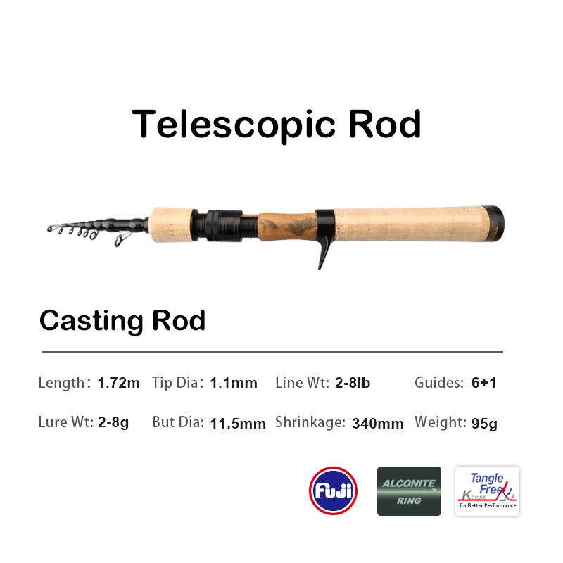 PURELURE 1.53m 1.78m UL L Телескопическое удилище для ловли приманки Удилище для путешествий Спиннинг для ловли форели и окуня Удилище для ловли карбоновое Удилище для ловли мягкой приманки