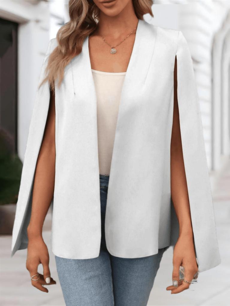 Womens Open Front Cape Blazer Split Sleeve Elegant Office Work Coat