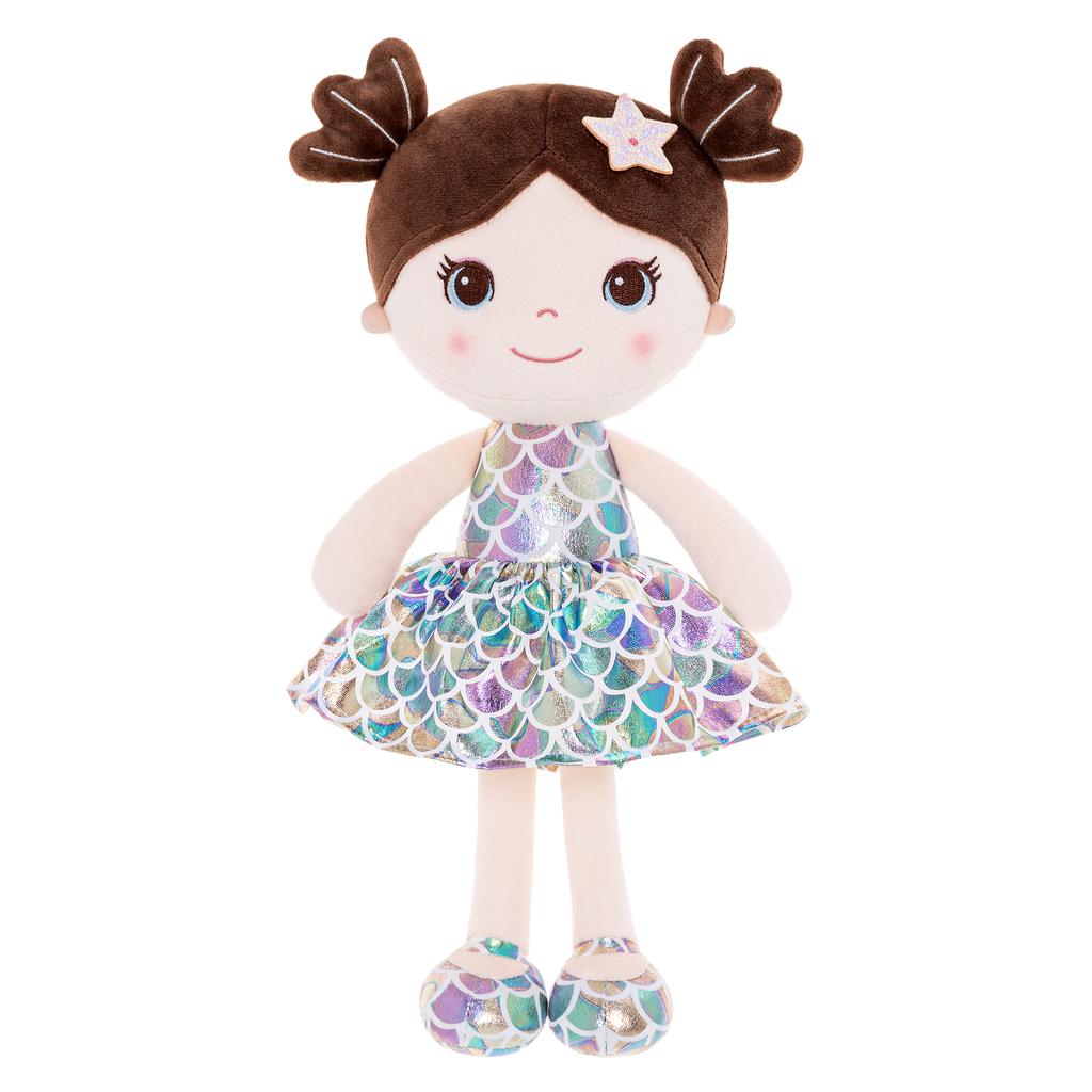 Плюшевые игрушки, новая модная юбка для девочек Тина, рыбья чешуя, фиолетовая, для детей, мягкие игрушки, подарок на день рождения для девочки, 30 см