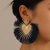 Retro Style Heart Shaped Earrings Simple Exaggerated Fan Shaped Tassels Geometric Earrings For Women