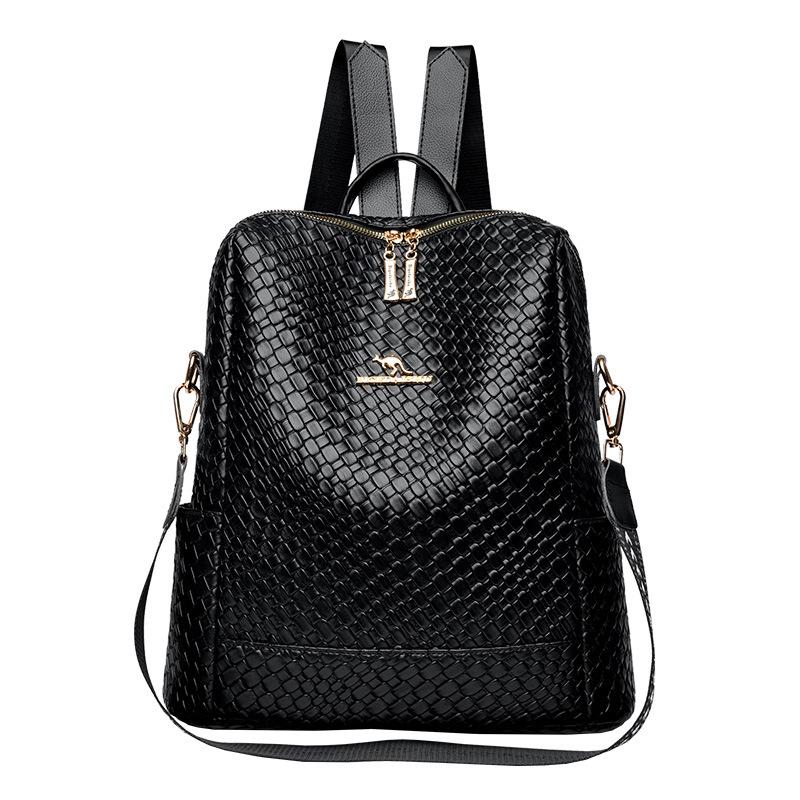 Рюкзак из мягкой кожи с плетеным узором для женщин, новый корейский стиль, модная женская сумка, женский рюкзак большой вместимости