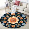 Кристально-бархатный ковер2D Плоский, Яркий Этнический Цветочный Круглый Бархатный Коврик для Пола - Мягкий, Легкий, Машинная Стирка Полиэстер с