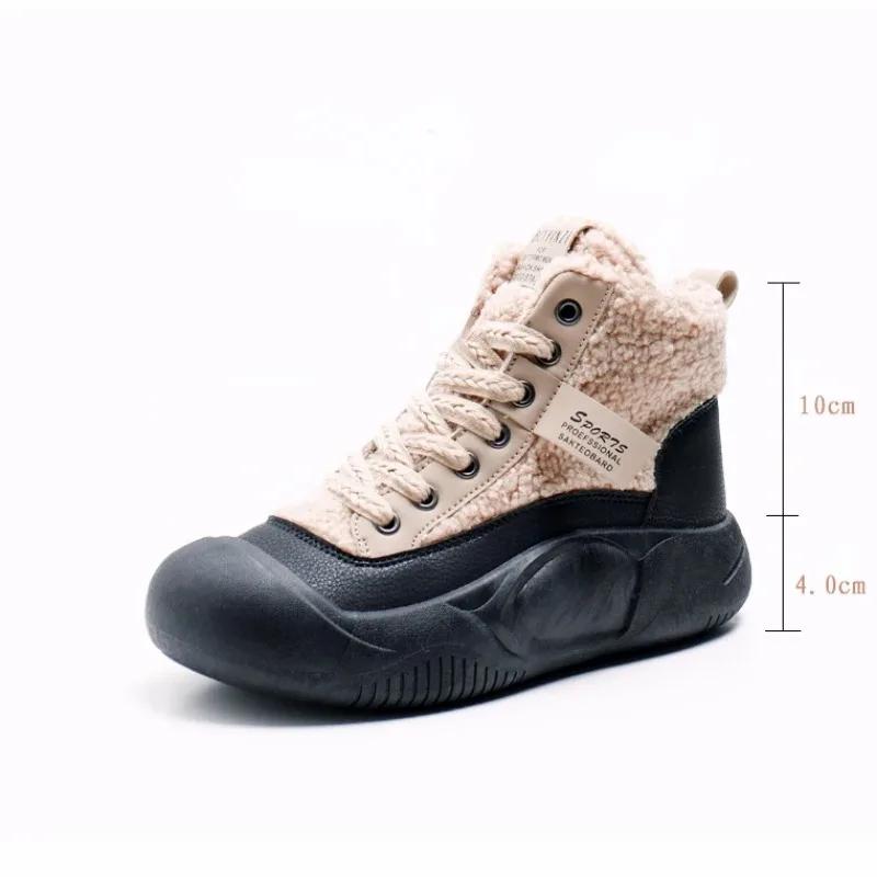 Короткие плюшевые повседневные туфли женские зимние новые кеды на плоской подошве из хлопка женские туфли повседневные зимние туфли на толстой подошве