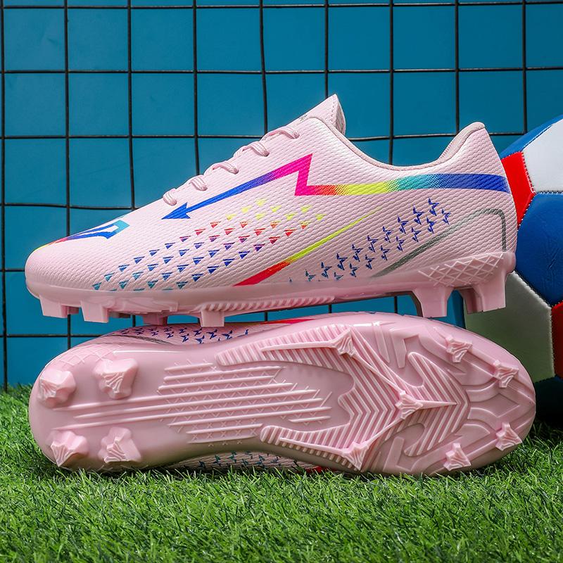 Fashion Pink Soccer Shoes Men Low-cut Lace-up Football Shoes Man Futsal Shoes Comfortable Outdoor Non-slip Men's Sports Sneakers