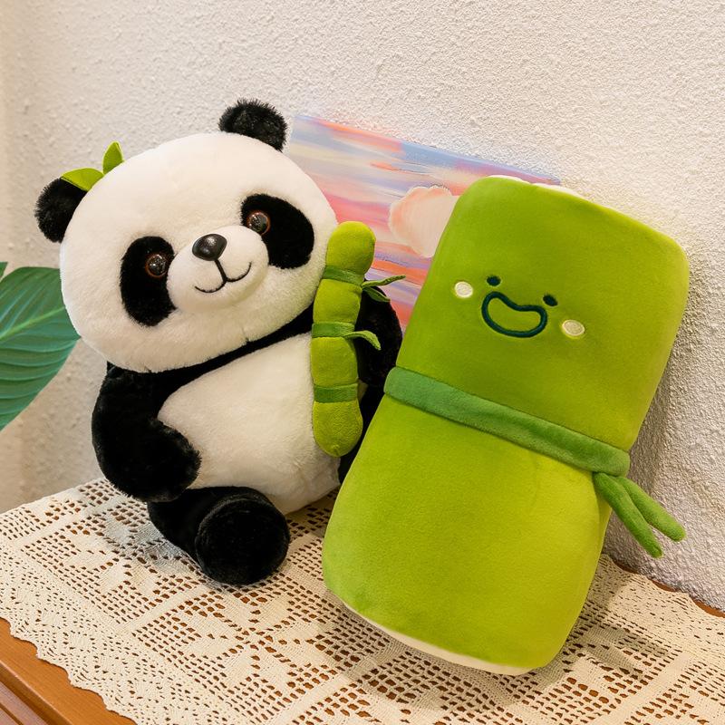 1 Набор Милая мягкая игрушка Кукла-медведь Двусторонний дизайн Кавайный бамбуковый тубус Панда Набор Плюшевая игрушка Детские подарки на День святого Валентина