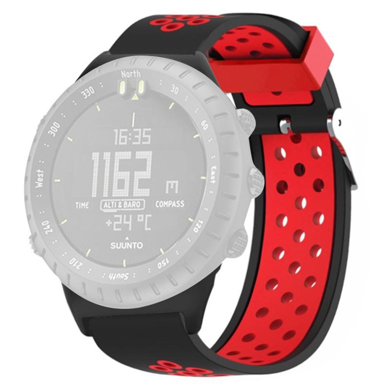 Для Suunto Core Силиконовые ремешки для часов Двухцветные Дышащие 22 мм Спортивные ремешки