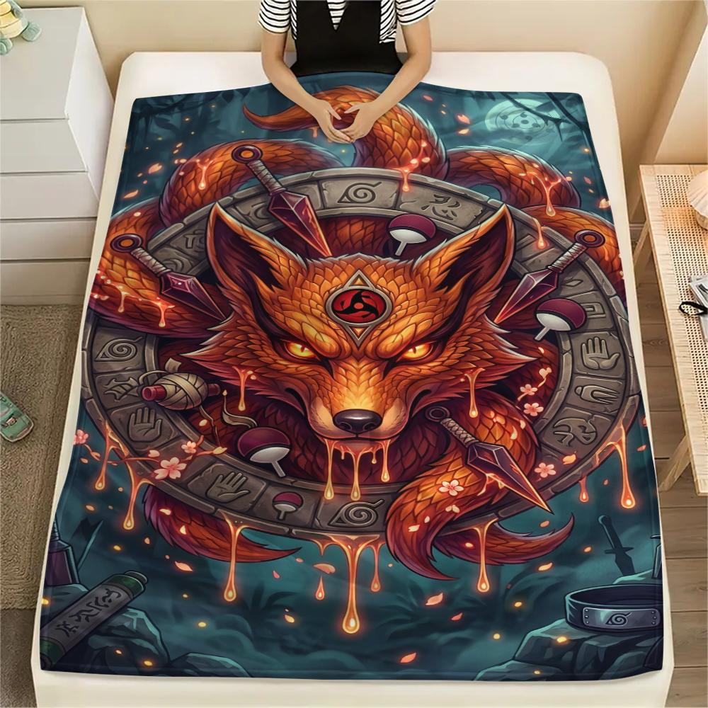Decorative Naruto Flannel Blanket Print Warm Comfortable Throw for Sofa Bed Chair Travel Picnic Use Cool Ninja Art -Xin