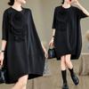 Plus Size Women 2024 New Summer Long Basic Oversize O-Neck Casual Short Sleeve Floral T-Shirt Dress