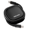 Sanwa Direct Retractable Charging Cable USB-C PD60W Fast Charging 1.2m Data Transfer Both Pulls Reel Type Charging Compact Black 500-USB086BK