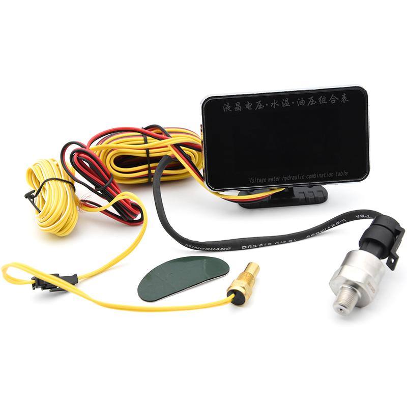 3 IN 1 Water Temperature/Oil Pressure/voltage Gauges+Water Temperature Sensor 12/24v Multi-Function Digital Gauge with Alarm