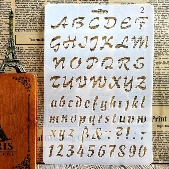 English Alphabet Number Template DIY Scrapbook Drawing Stencil Measuring Ruler