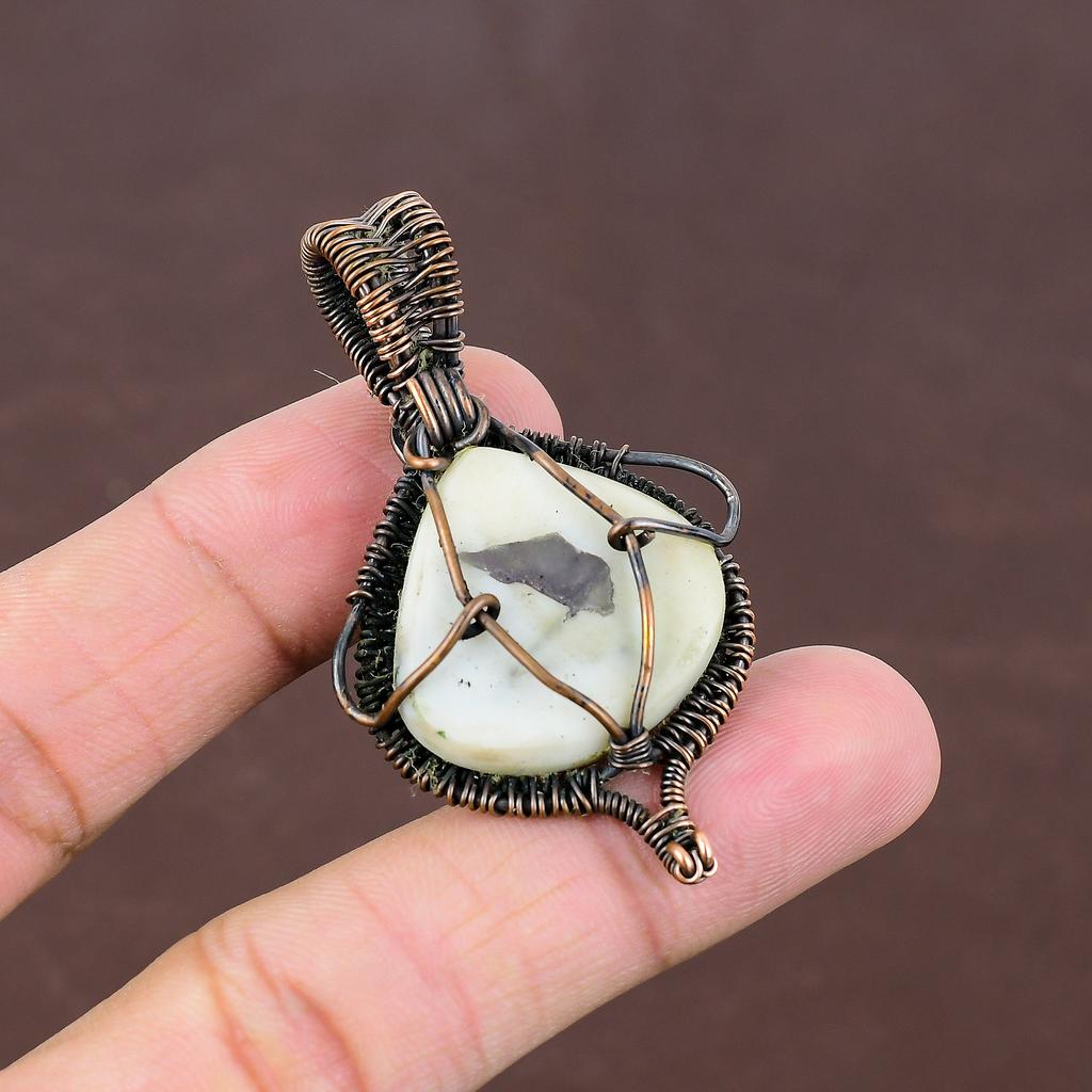 Подвеска ручной работы из медной проволоки с натуральным аметистом и шалфеем 2,28 дюйма y2K25