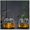 High Temperature Resistant Hand Crafted Hammer Textured Glass Teapot with A Handle Steaming Boiling Dual Purpose Tea Making Pot
