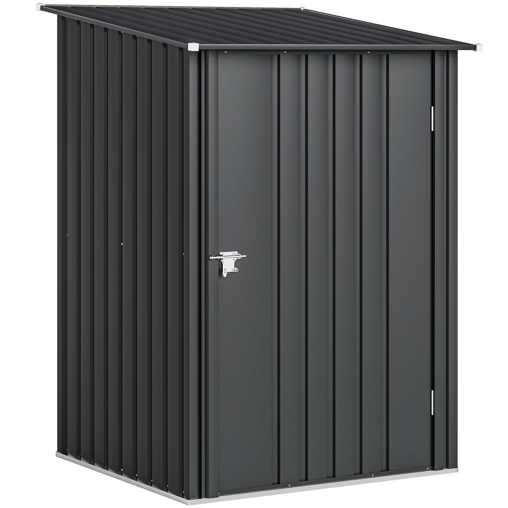 Garden Tool Shed in Galvanized Steel with Door, 100x104x160 cm, Dark Grey