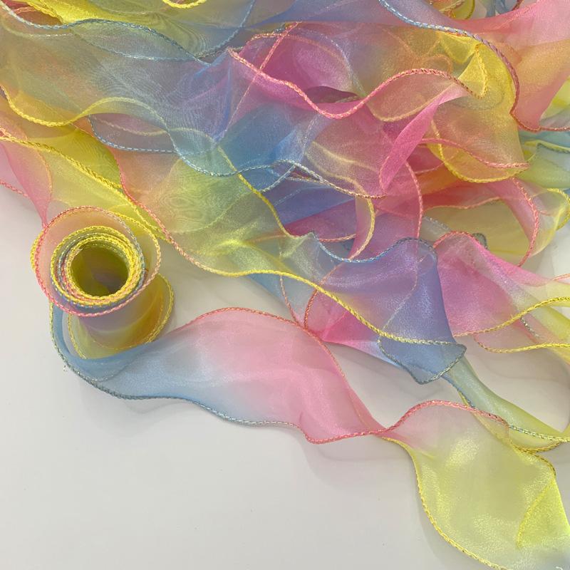 10 ярдов Волнистый край 6 см шириной Упаковка подарков Градиент Швейные принадлежности Аксессуары для рукоделия для головного убора Шляпа DIY Рыбий хвост Пряжа