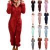 Women's Fashion Solid Colour Home Plush Warm Hooded Casual Pajamas Soft And Comfortable Jumpsuit