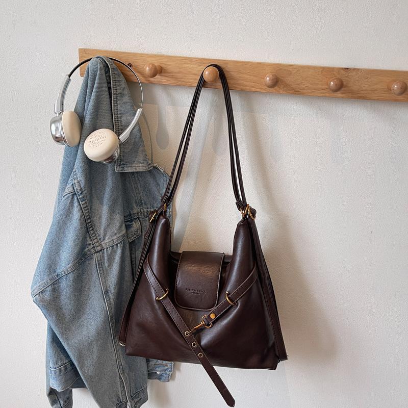 Ретро сумка-тоут женская большой вместимости 2025 новая осенне-зимняя повседневная на плечо сумка-мессенджер многофункциональный рюкзак