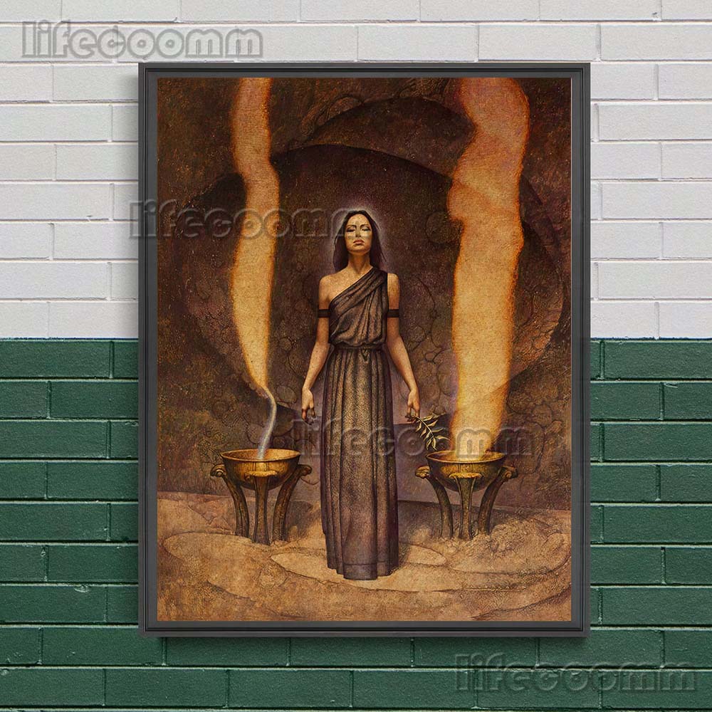 Верховная жрица и тройная богиня, винтажное настенное искусство, колдовство, магия, плакат Викки, холст с принтом, ведьма, украшение для дома, без рамки