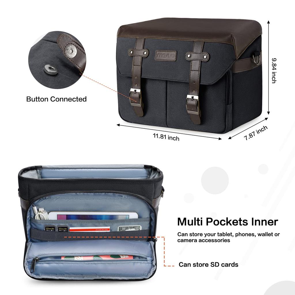 Сумка для камеры MOSISO, сумка-мессенджер через плечо, совместимая с ретро-чехлом для камеры из искусственной кожи, откидной сумкой для гаджетов с дождевиком