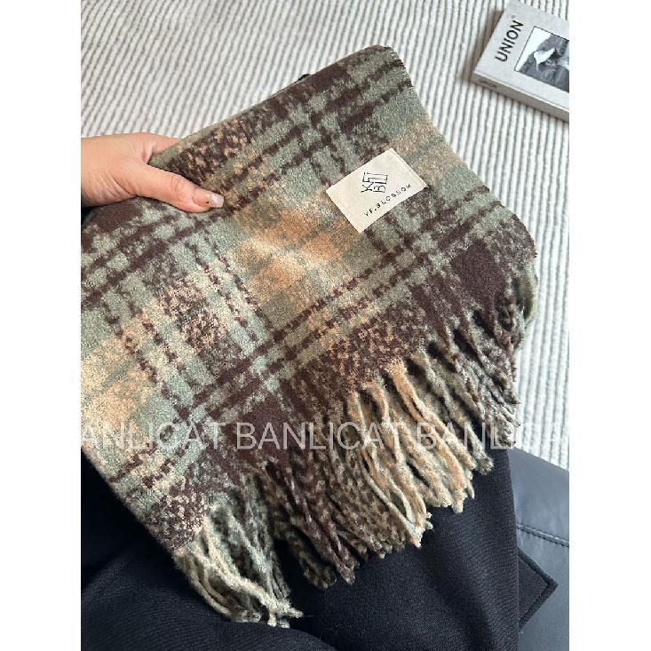 Шарф Зимний Новая Коллекция Осенне-Зимняя Атмосфера Клетчатая Бахрома Для Пар, Теплый И Студенческий Стиль Высокого Класса Шарф