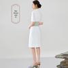 Summer Asymmetrical Color Block Chinese Style Dress - Women's Professional Short Sleeve Workwear