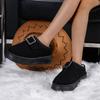 Женская обувь 2024 года, сабо с круглым носком, толстая подошва, мокасины, меховые, новые зимние туфли на толстой подошве, резиновая подошва, противоскользящие зимние ботинки