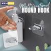 Multifunctional Round Hooks Strong Self Adhesive Door Wall Shower Bottle Hooks Transparent Wall Storage Sucker For Household