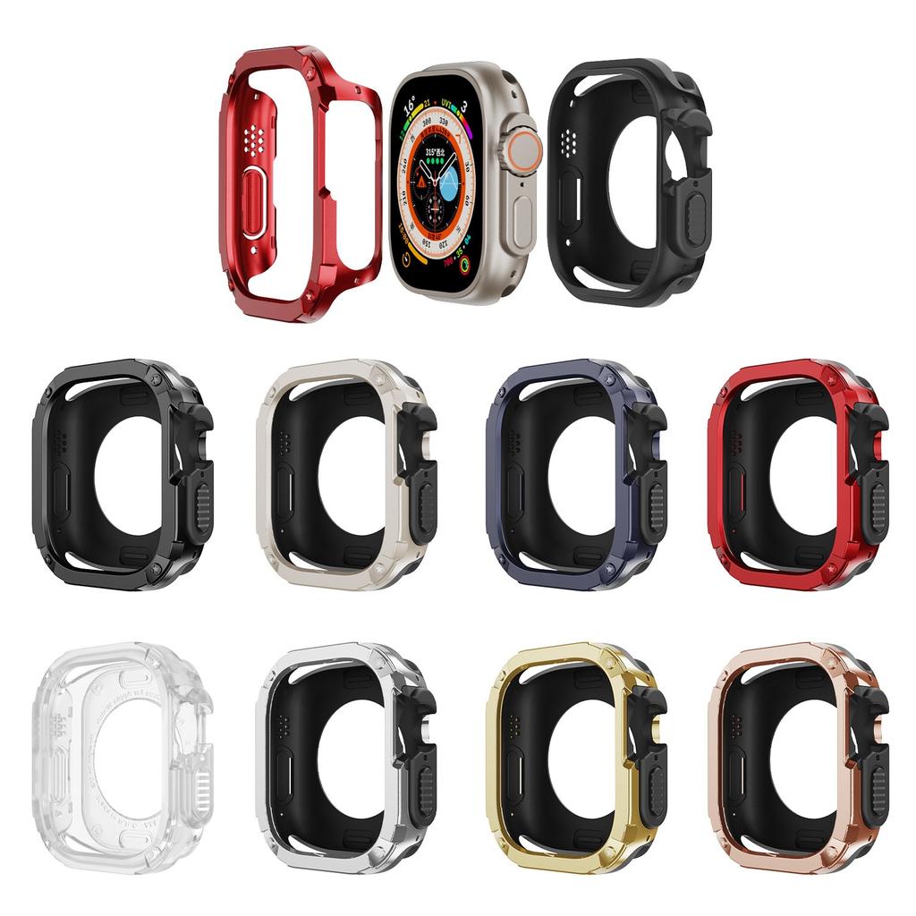 Чехол 2 в 1 для Apple Watch Series 8/7/SE/6/5/4 Ultra, 41 мм, 45 мм, 40 мм, 44 мм, 49 мм, противоударный защитный бампер из ТПУ + ПК для iwatch