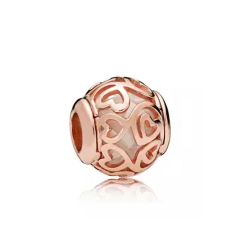 Серия Rose Gold Подвески-бусины в форме сердца Цветок Зажим Медь Подходит для Европейских Оригинальных Браслетов Сделай сам Элегантные Украшения
