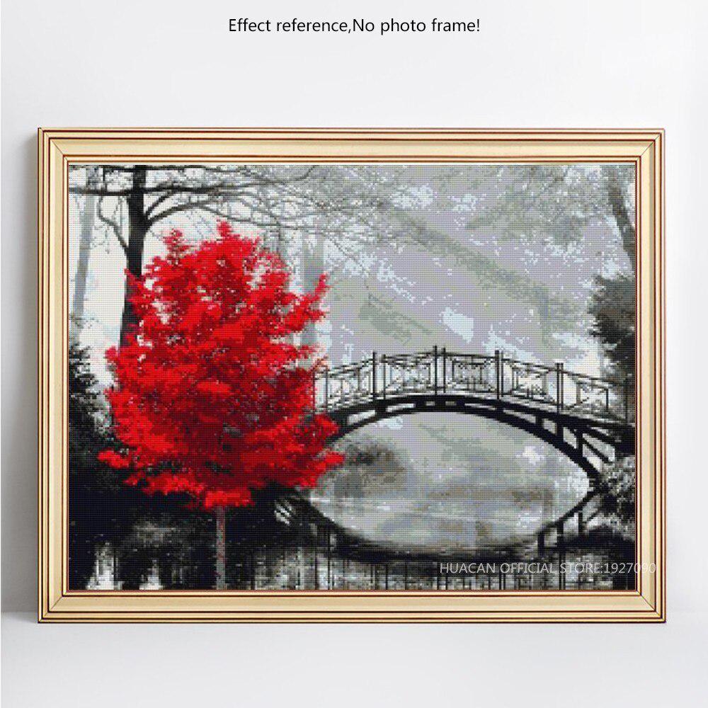 Diamond Painting Bridge And Tree 5D DIY Cross Stitch Full Display Diamond Embroidery