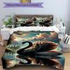 3pcs Black Swan Art Print Bedding Set - 1 Duvet Cover + 2 Pillowcases(Core Not Included), Machine Washable Polyester yy251216116