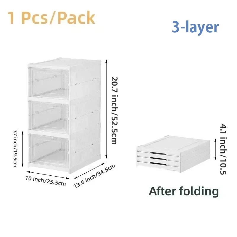 1/3/6 Layers Shoes Box Foldable Shoe Storage Organizer Dustproof Stackable Organizer Space-Saving Integrated Cabinet Shelf