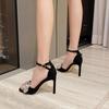 Summer Rhinestone Designer Heel Sandals Women Sexy Peep Toe Thin High Heels Elegant Ankle Strap Pumps Luxury Banquet Dress Shoes
