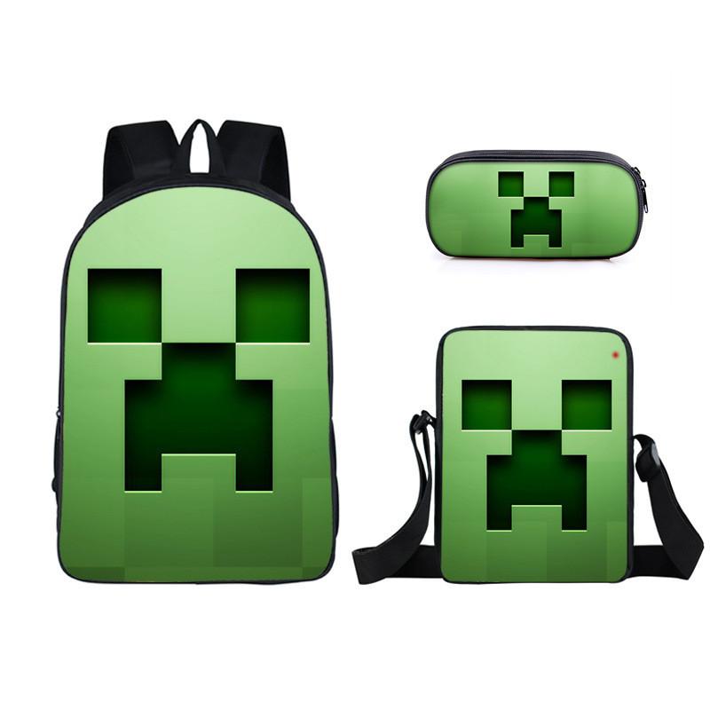 Minecraft Cartoon Game Character Printed Children Large Backpack Capacity