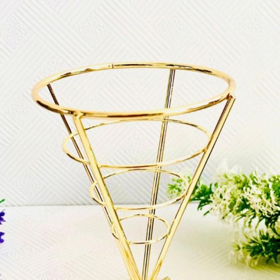 Ice Cream Cone Holders Stainless Steel French Fries Stands Food Cone Display